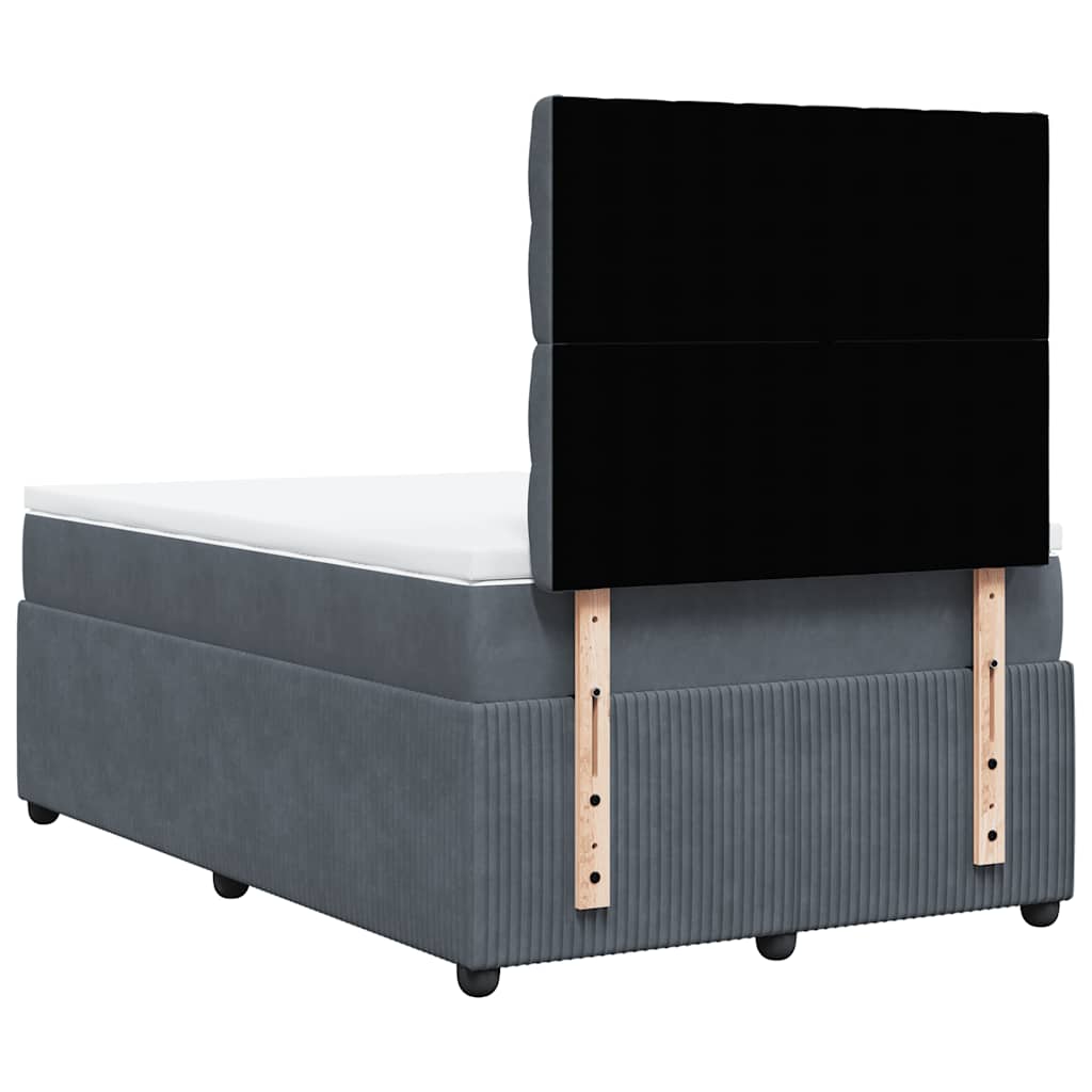 Sommier à lattes de lit et matelas gris foncé 120x190cm velours - XIOS