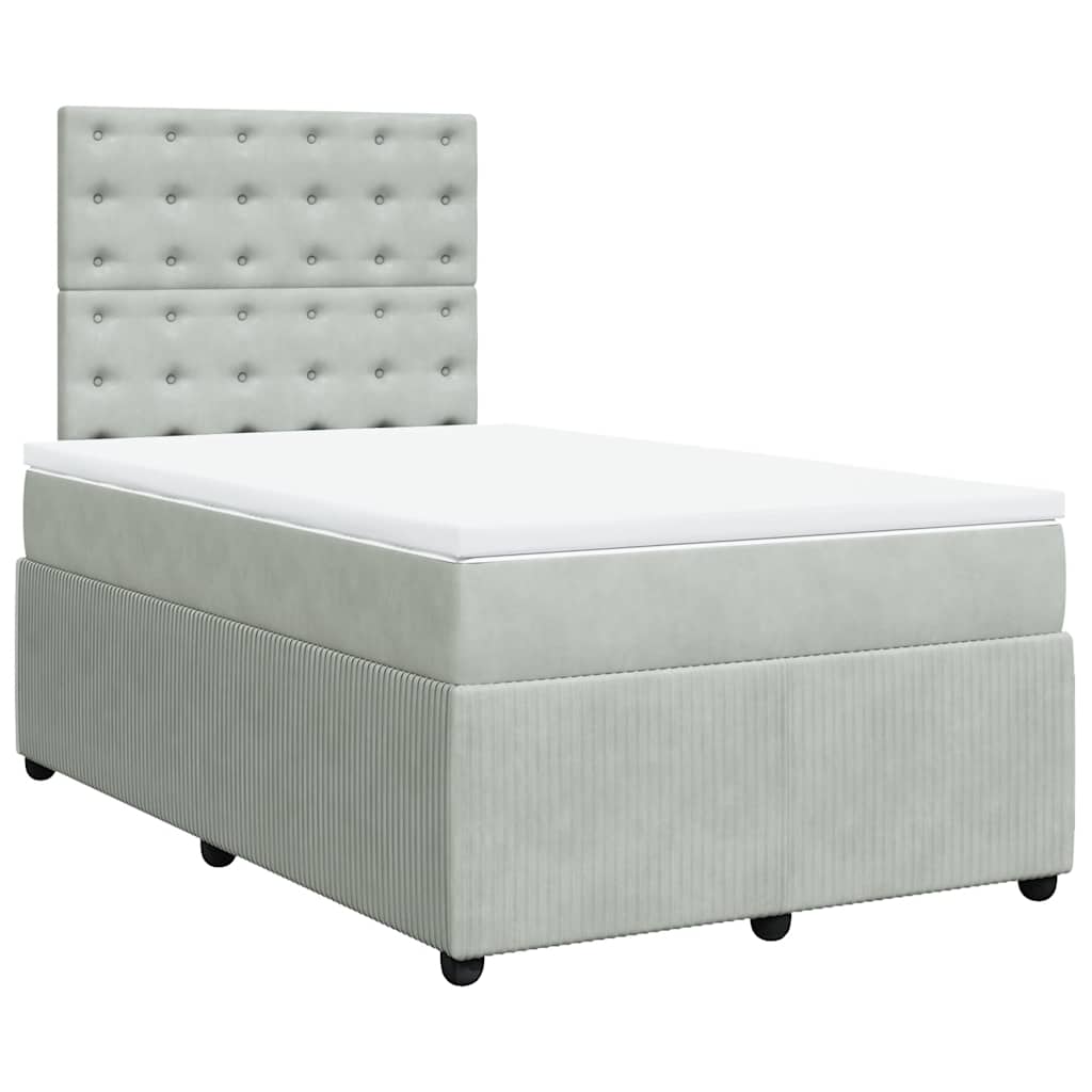 Sommier à lattes de lit et matelas gris clair 120x190cm velours - XIOS