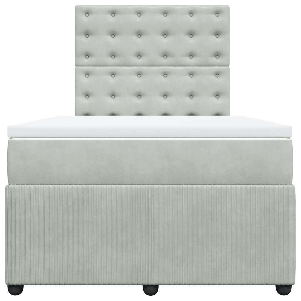 Sommier à lattes de lit et matelas gris clair 120x190cm velours