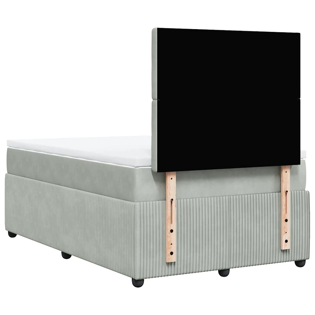 Sommier à lattes de lit et matelas gris clair 120x190cm velours - XIOS