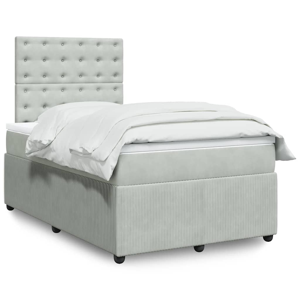 Sommier à lattes de lit et matelas gris clair 120x190cm velours - XIOS