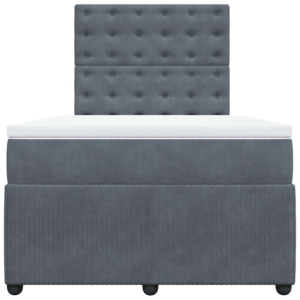 Sommier à lattes de lit et matelas gris foncé 120x190cm velours - XIOS