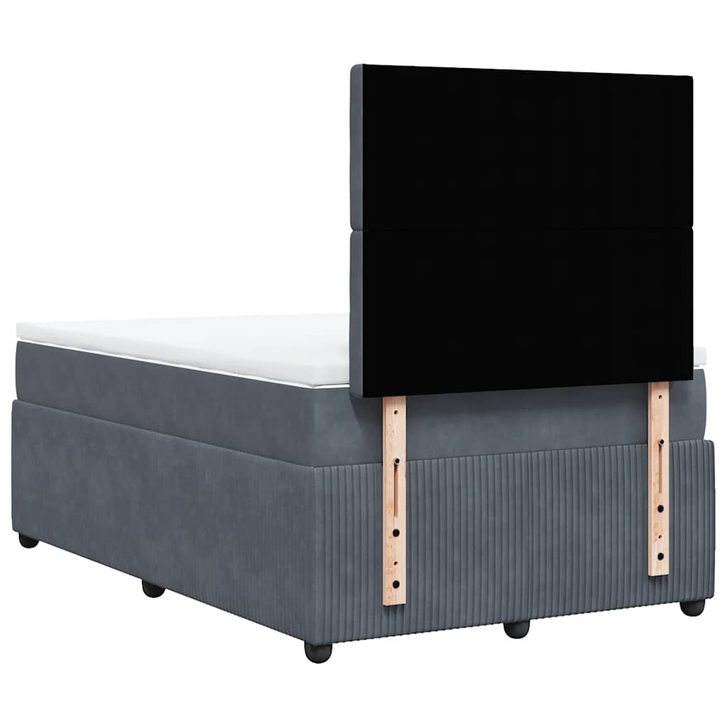 Sommier à lattes de lit et matelas gris foncé 120x190cm velours - XIOS