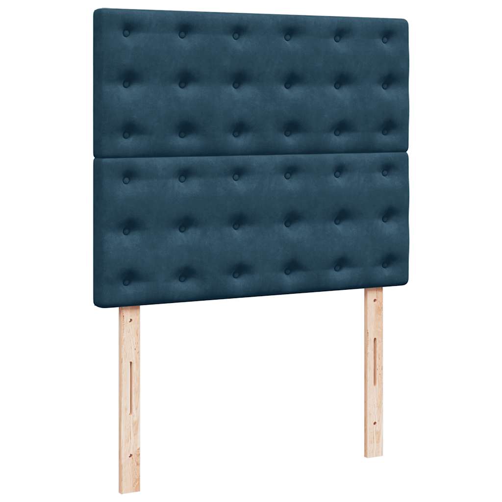 Sommier à lattes de lit et matelas bleu foncé 120x190cm velours - XIOS