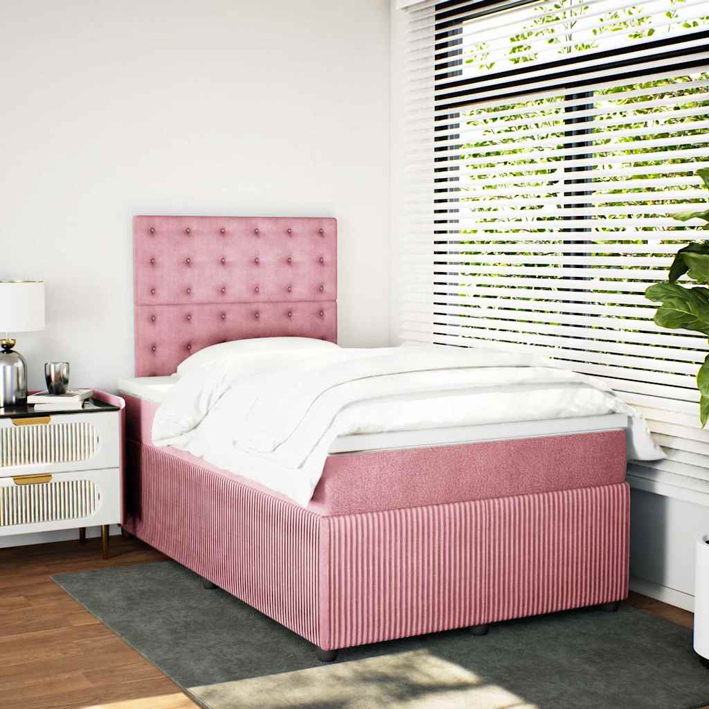 Sommier à lattes de lit avec matelas rose 120x190 cm velours - XIOS