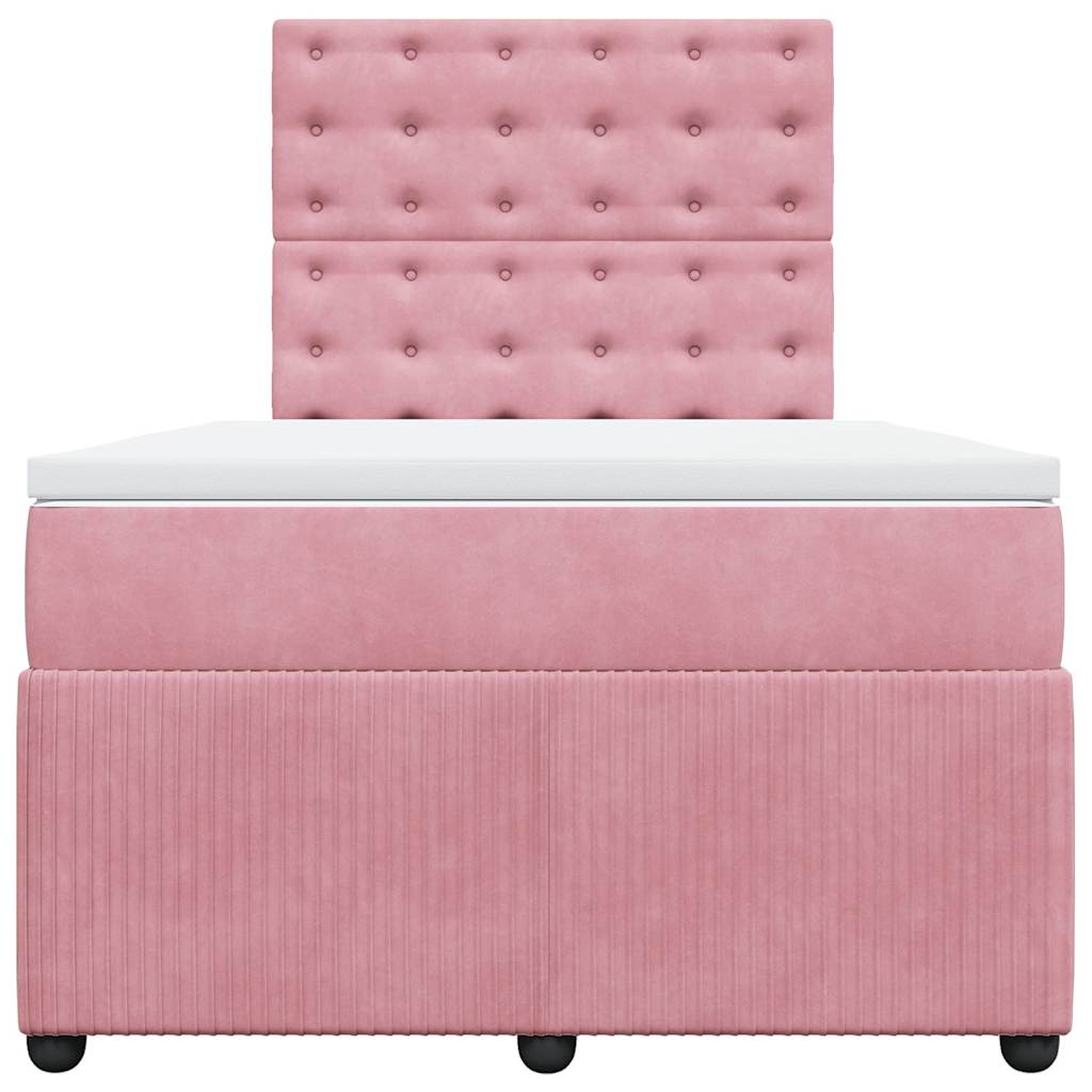 Sommier à lattes de lit avec matelas rose 120x190 cm velours - XIOS