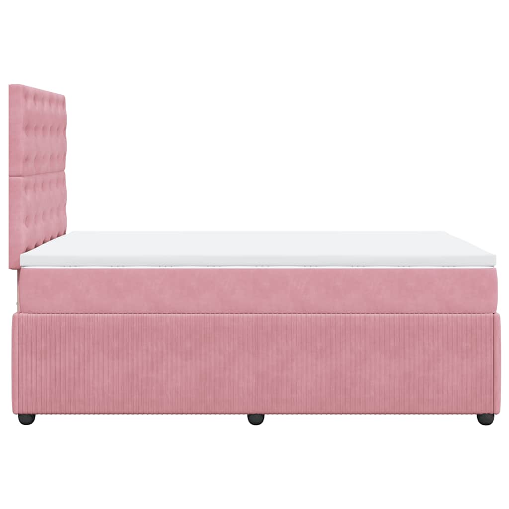Sommier à lattes de lit avec matelas rose 120x190 cm velours - XIOS
