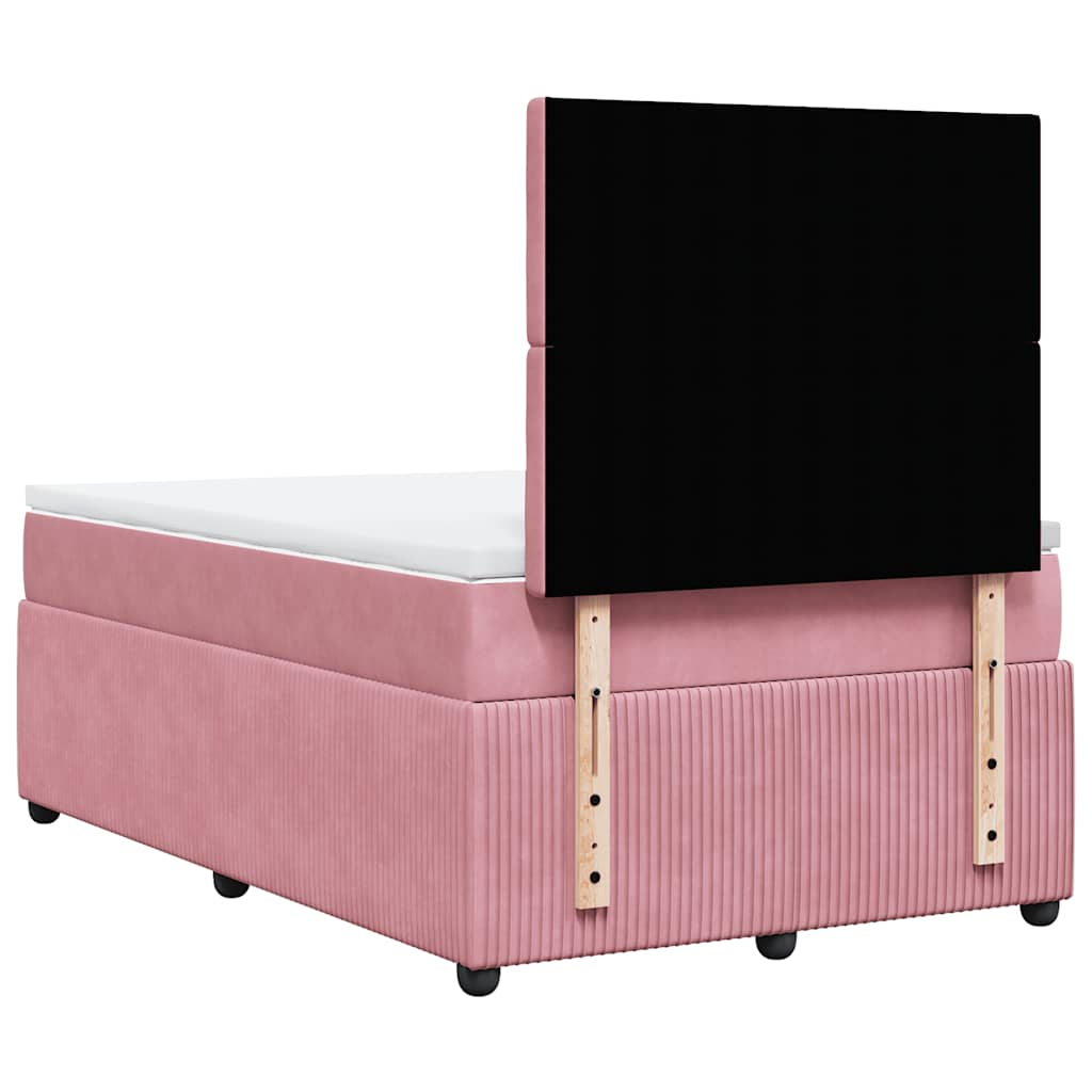 Sommier à lattes de lit avec matelas rose 120x190 cm velours - XIOS