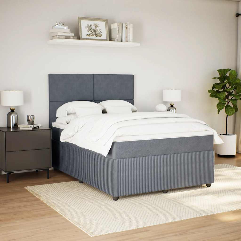 Sommier à lattes de lit et matelas Gris foncé 140x190cm Velours - XIOS