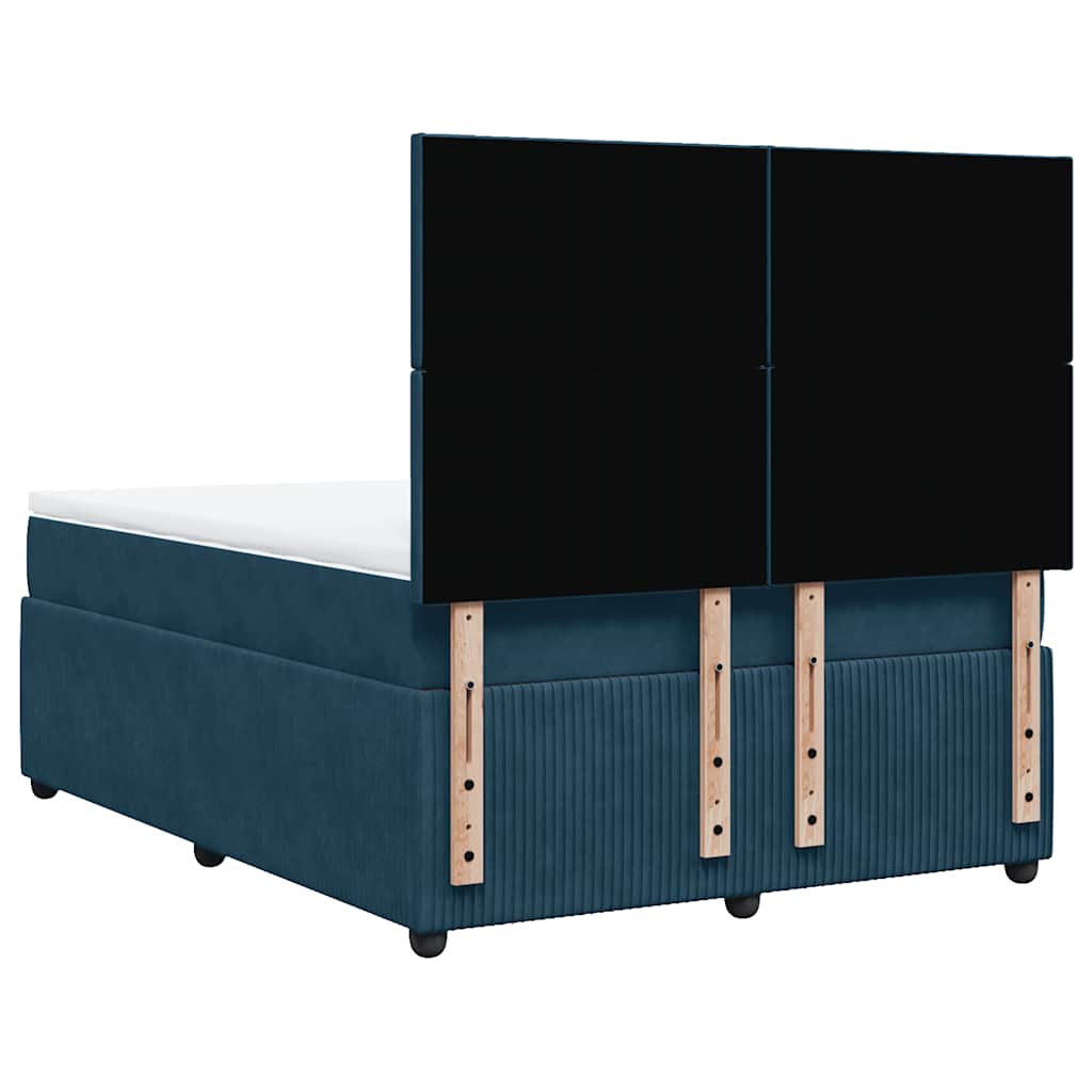 Sommier à lattes de lit et matelas Bleu foncé 140x190cm Velours - XIOS