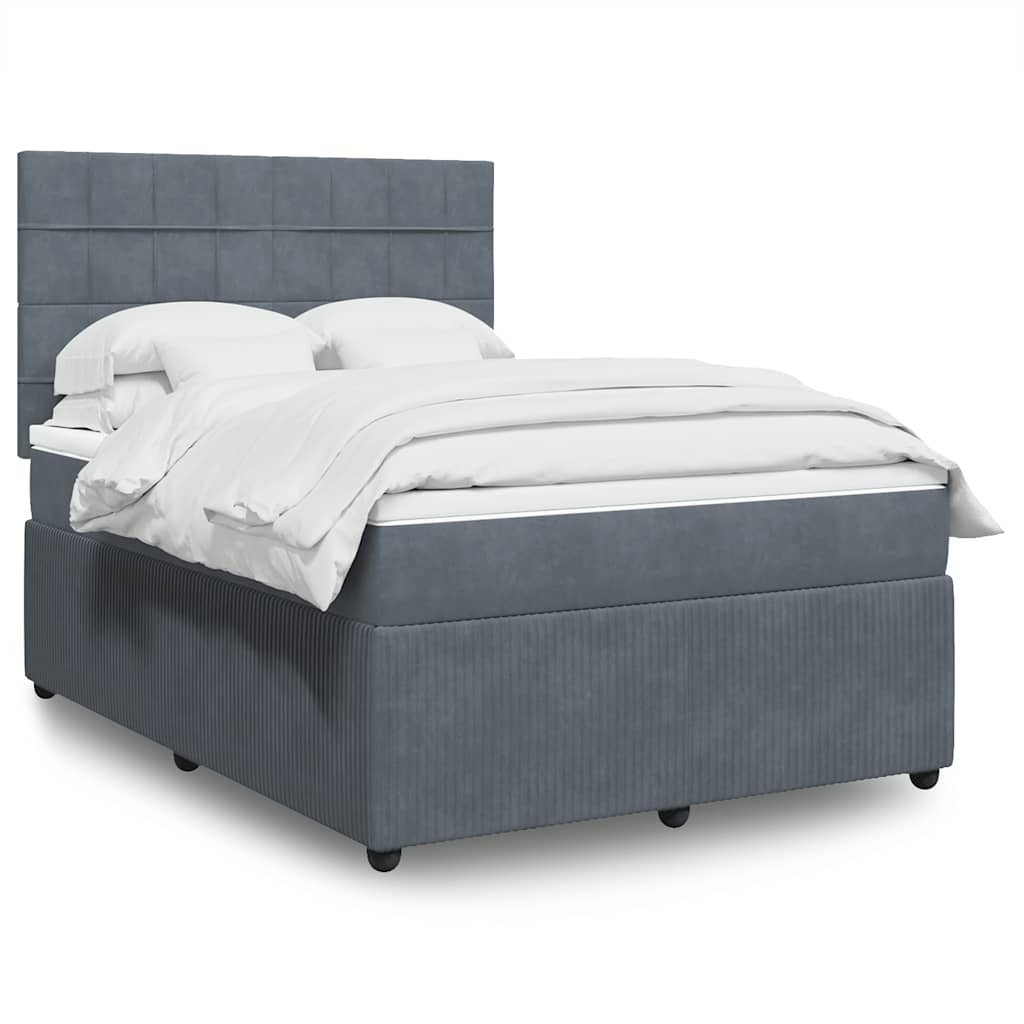 Sommier à lattes de lit et matelas Gris foncé 140x190cm Velours - XIOS