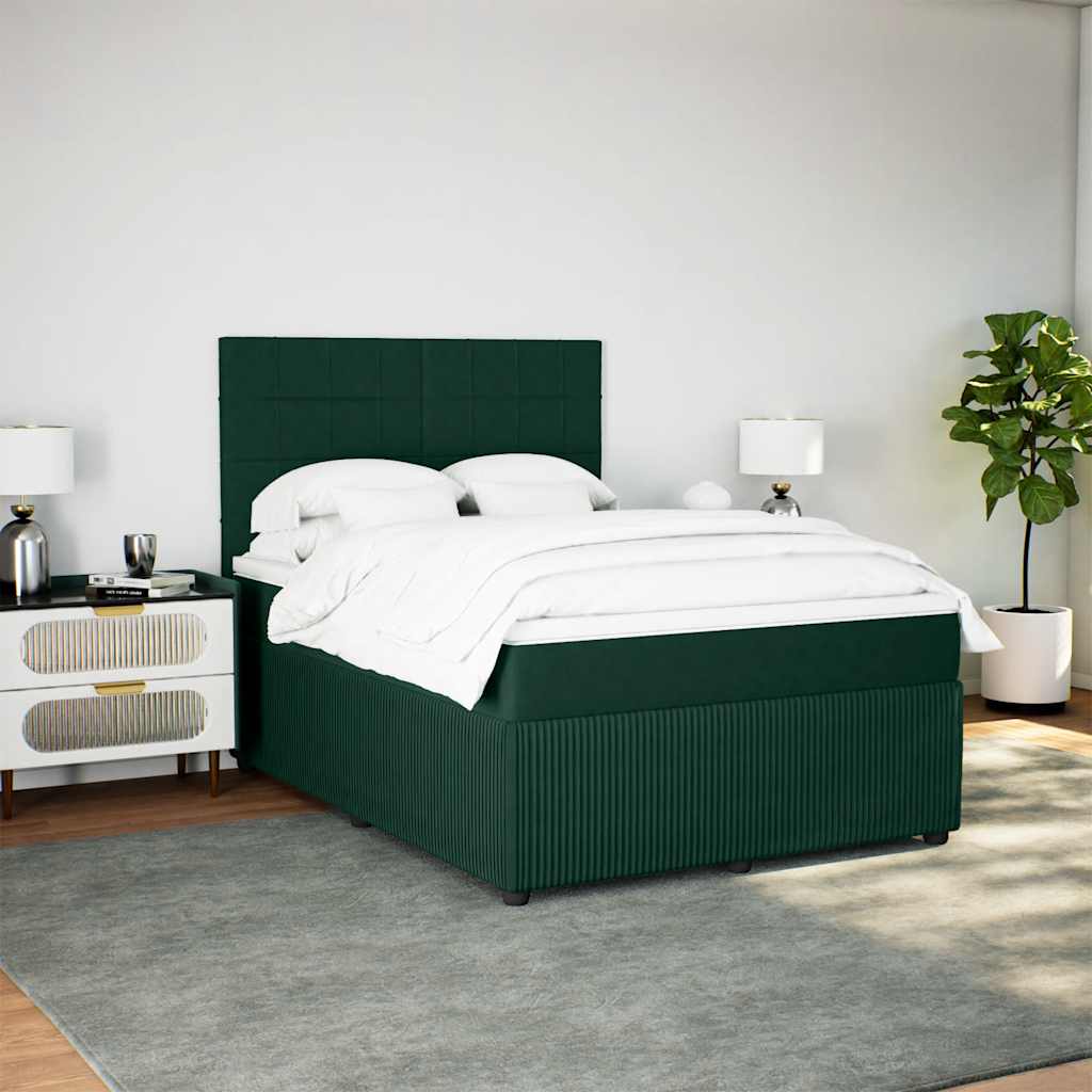 Sommier à lattes de lit et matelas Vert foncé 140x190cm Velours - XIOS