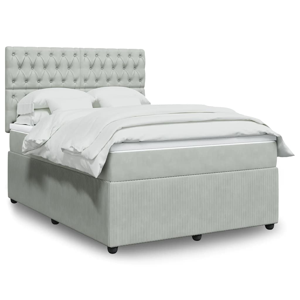 Sommier à lattes de lit et matelas Gris clair 140x190cm Velours - XIOS