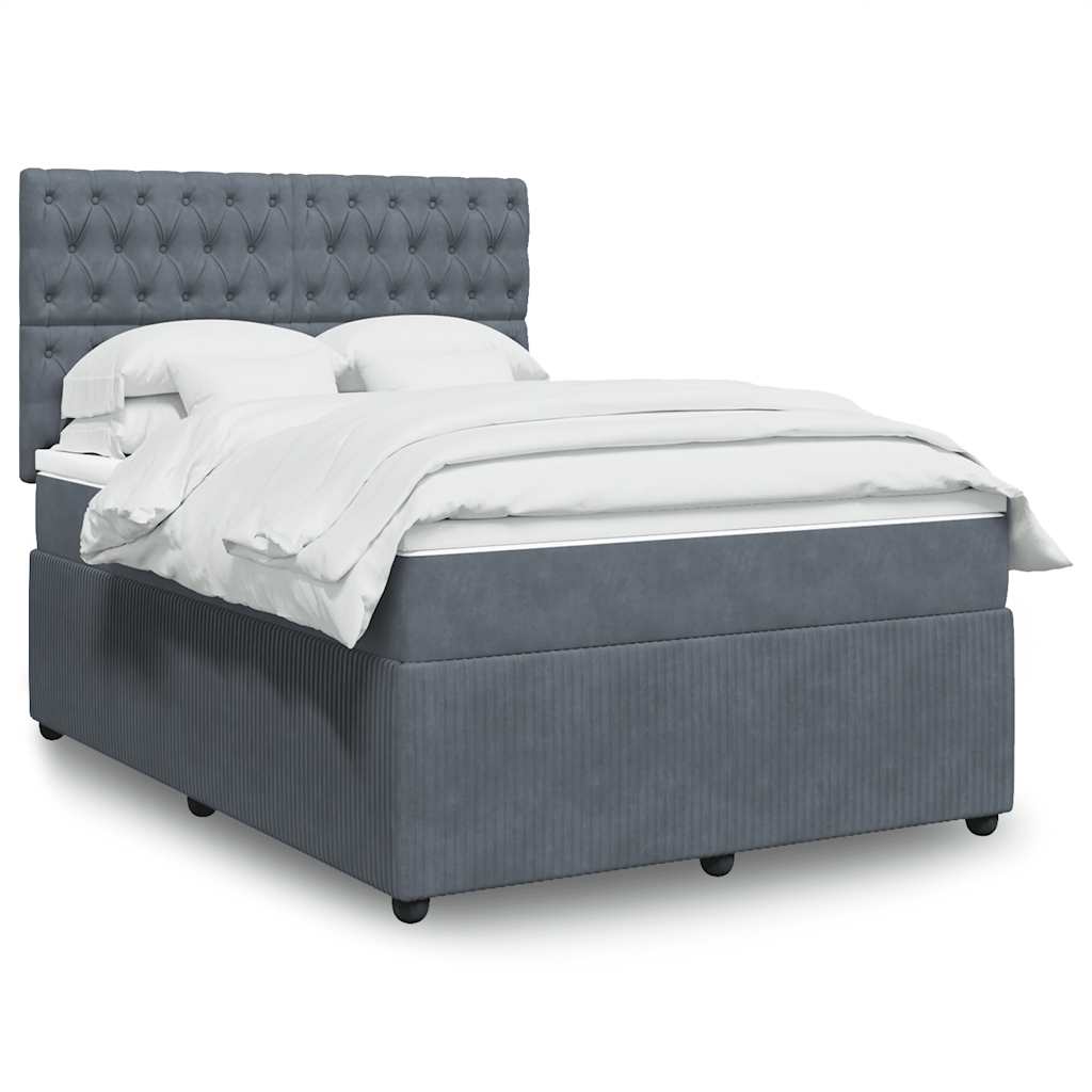 Sommier à lattes de lit et matelas Gris foncé 140x190cm Velours - XIOS