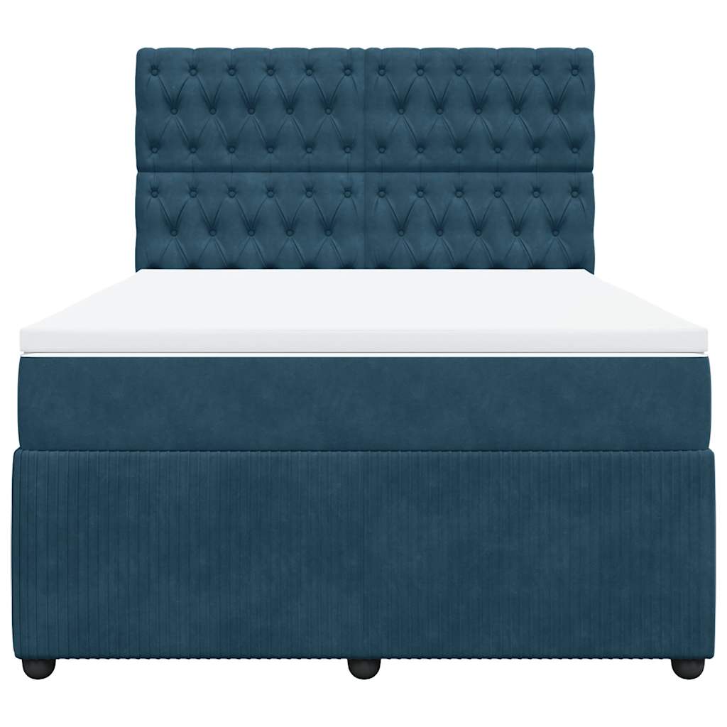 Sommier à lattes de lit et matelas Bleu foncé 140x190cm Velours - XIOS