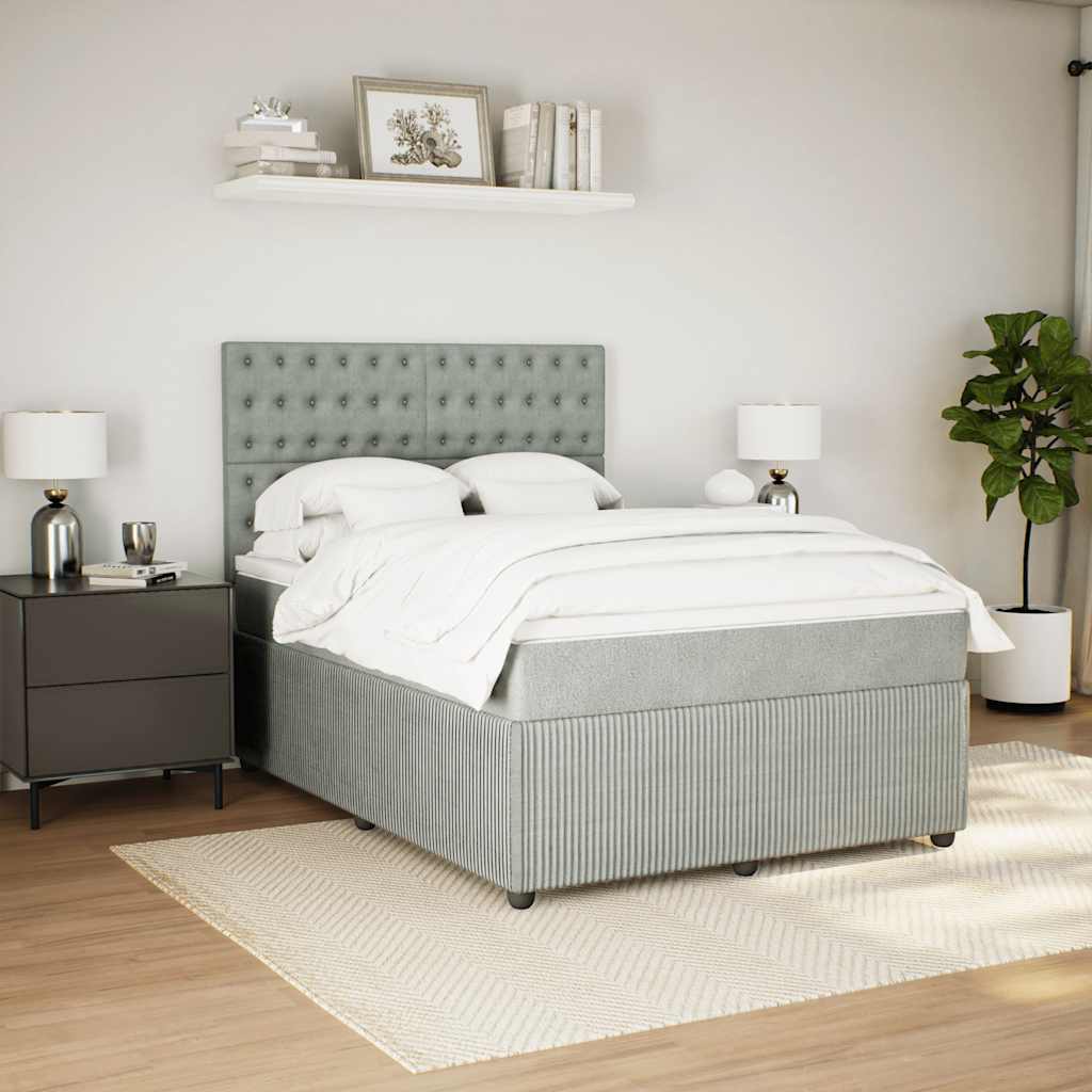 Sommier à lattes de lit et matelas Gris clair 140x190cm Velours - XIOS