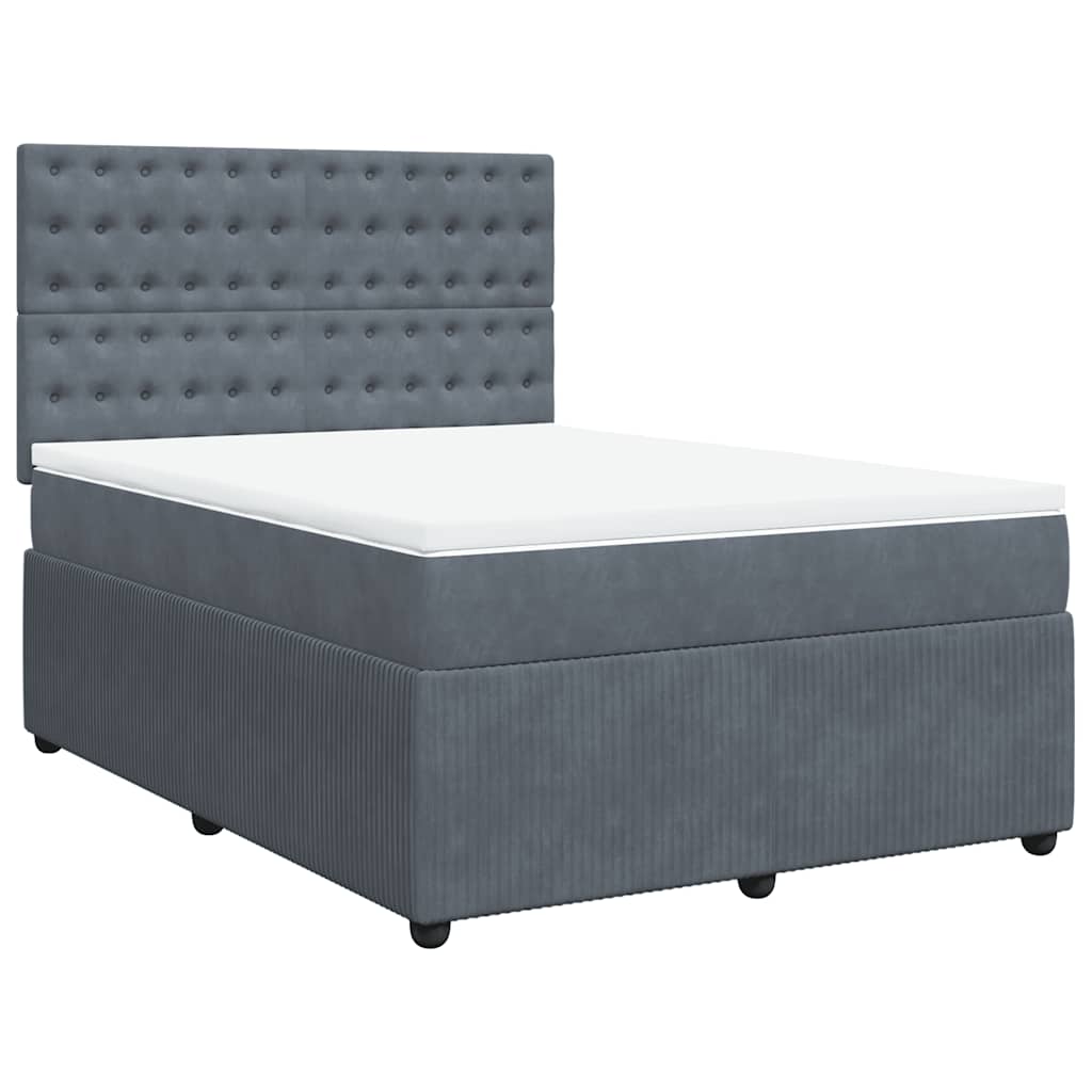 Sommier à lattes de lit et matelas Gris foncé 140x190cm Velours - XIOS