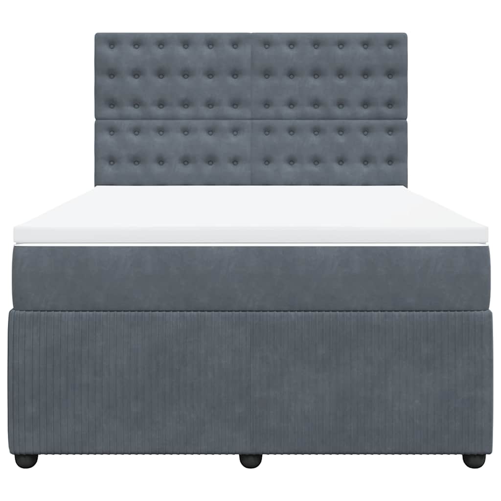 Sommier à lattes de lit et matelas Gris foncé 140x190cm Velours - XIOS
