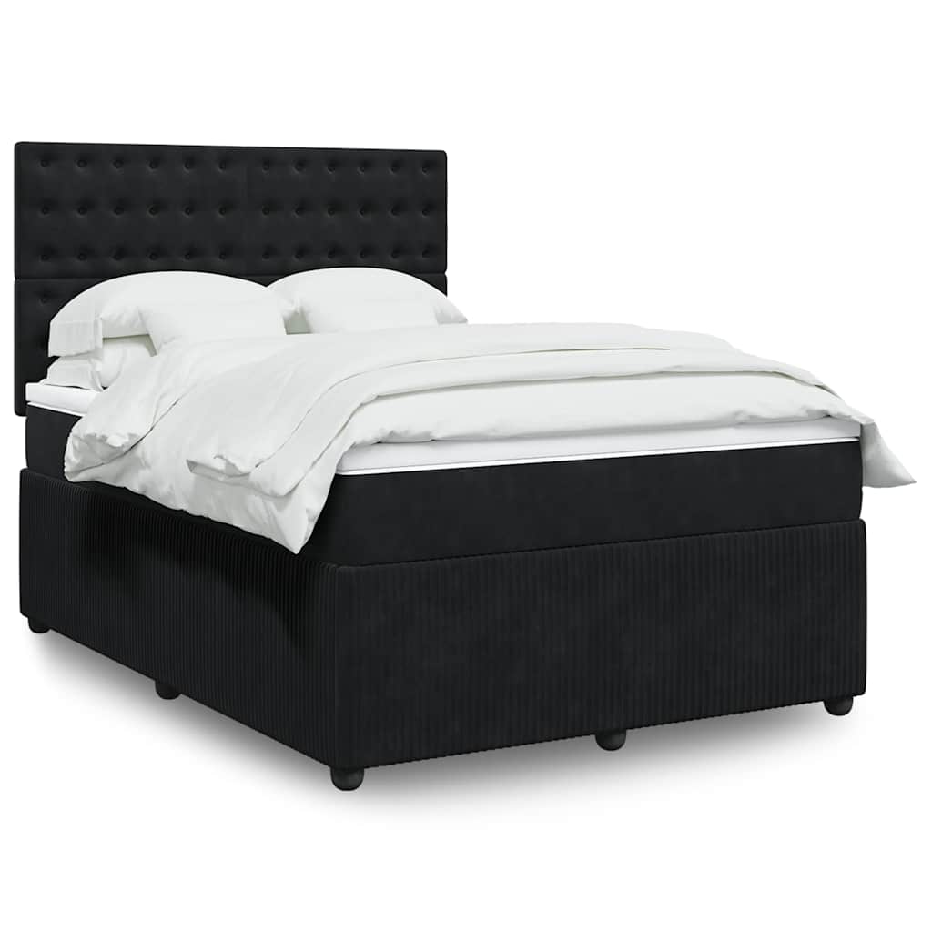 Sommier à lattes de lit avec matelas Noir 140x190 cm Velours - XIOS