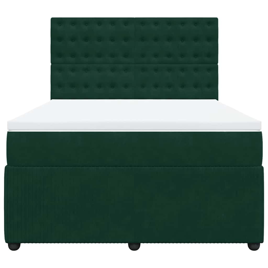 Sommier à lattes de lit et matelas Vert foncé 140x190cm Velours