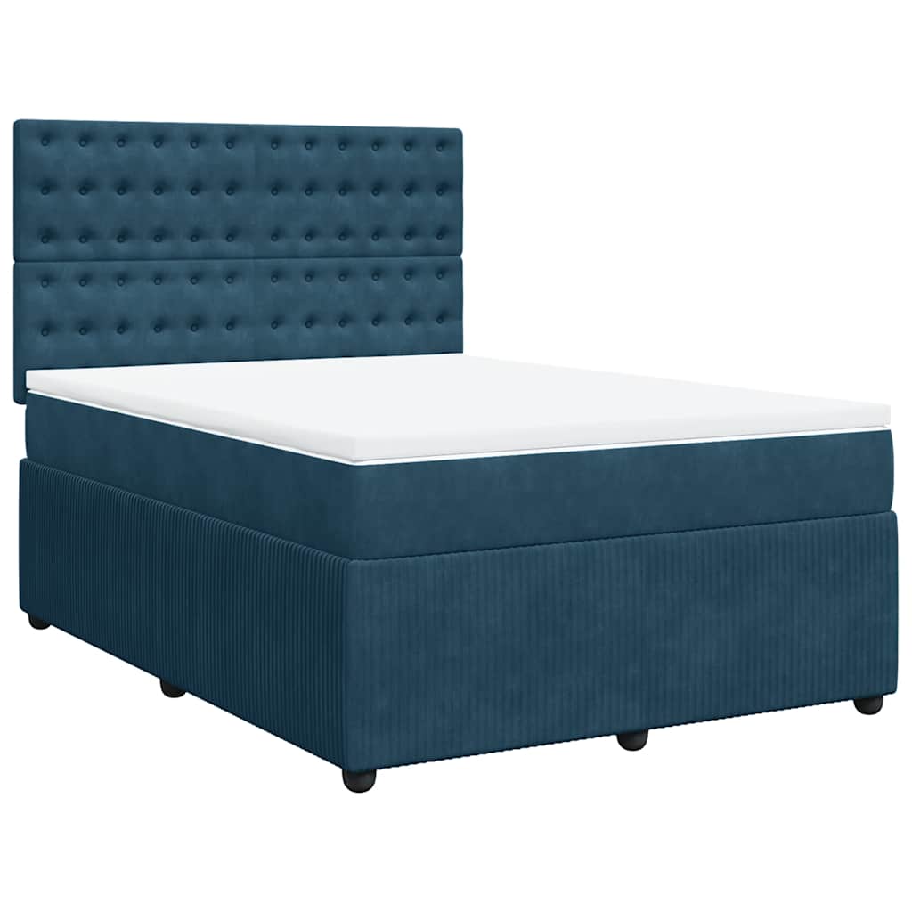 Sommier à lattes de lit et matelas Bleu foncé 140x190cm Velours - XIOS