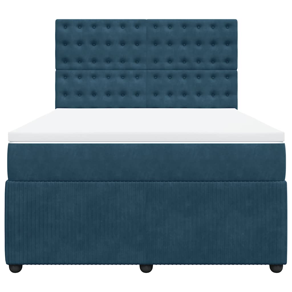 Sommier à lattes de lit et matelas Bleu foncé 140x190cm Velours - XIOS