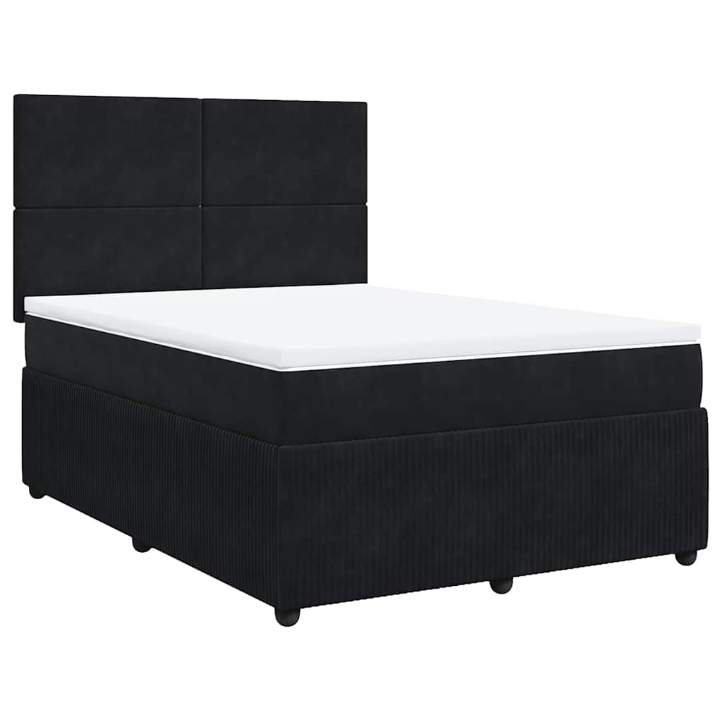 Sommier à lattes de lit avec matelas Noir 140x200 cm Velours - XIOS