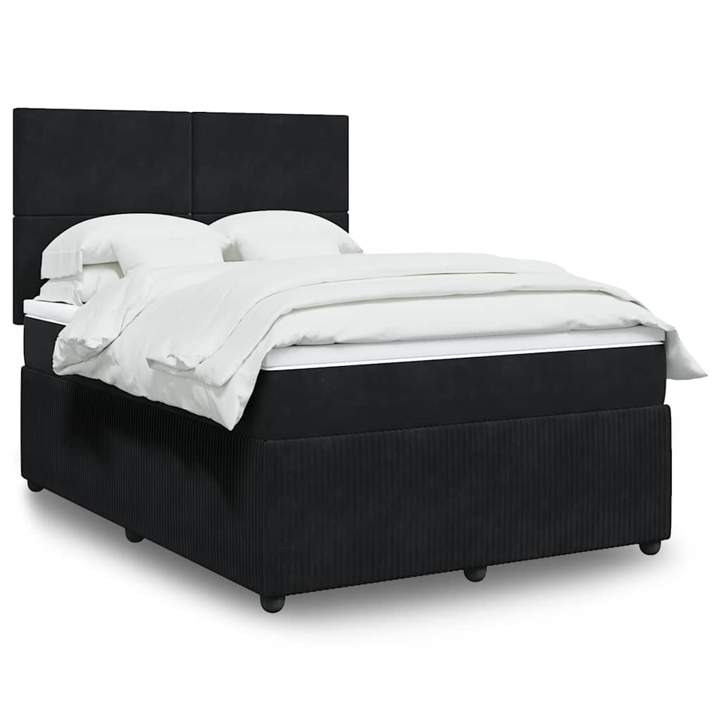 Sommier à lattes de lit avec matelas Noir 140x200 cm Velours - XIOS