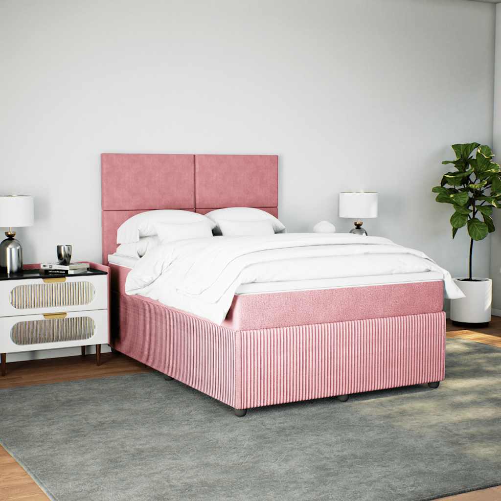 Sommier à lattes de lit avec matelas Rose 140x200 cm Velours