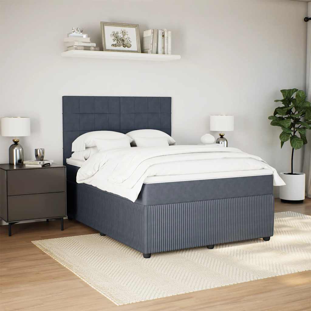 Sommier à lattes de lit et matelas Gris foncé 140x200cm Velours - XIOS