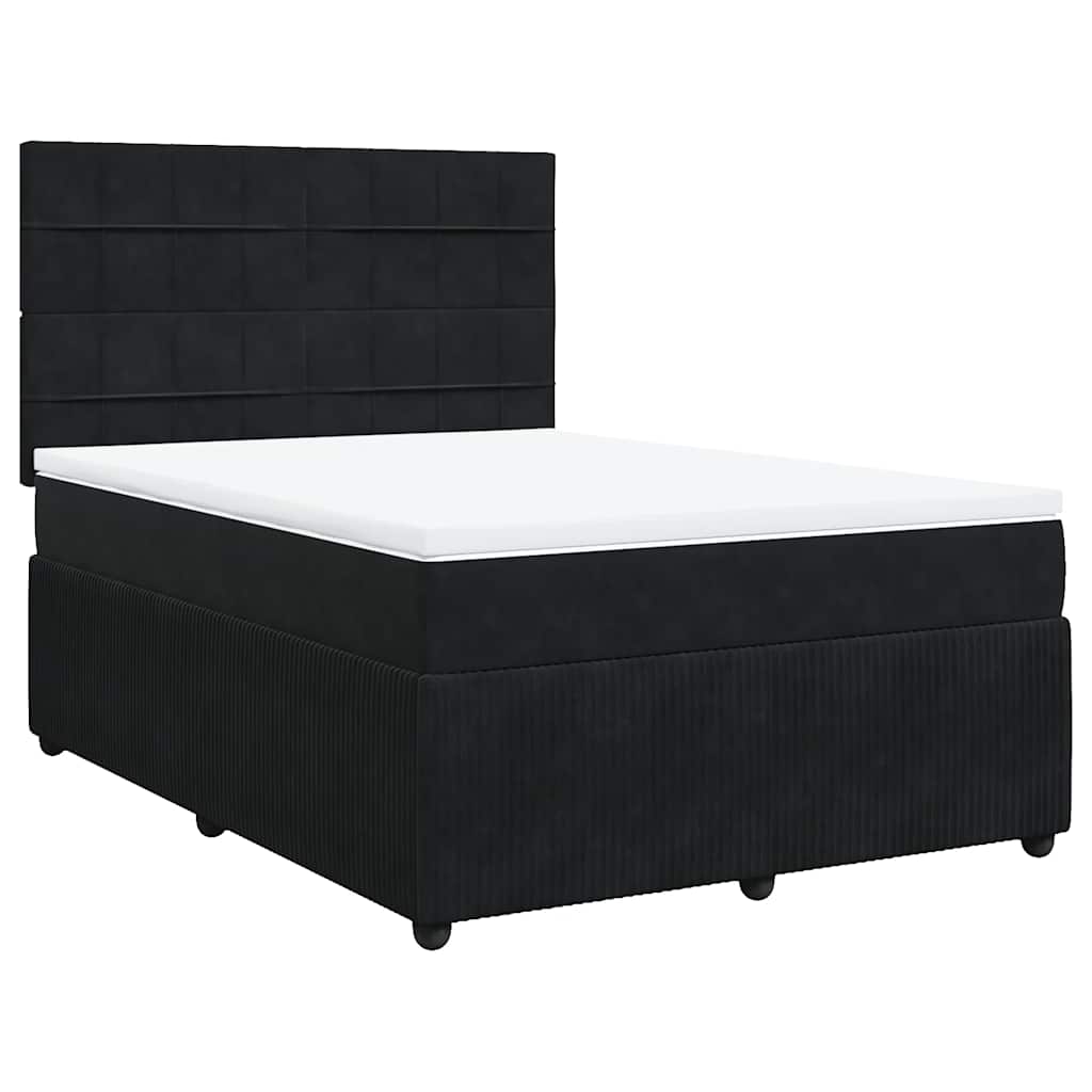 Sommier à lattes de lit avec matelas Noir 140x200 cm Velours - XIOS