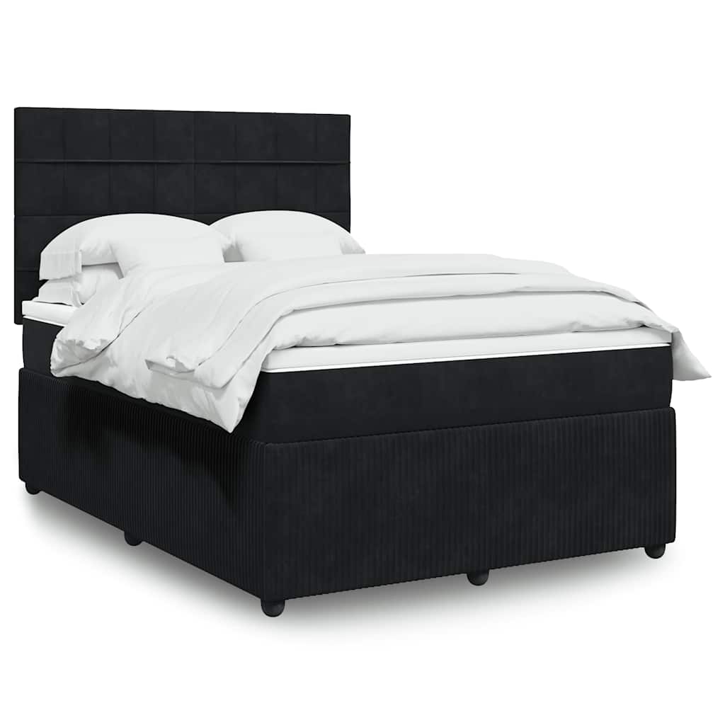 Sommier à lattes de lit avec matelas Noir 140x200 cm Velours - XIOS