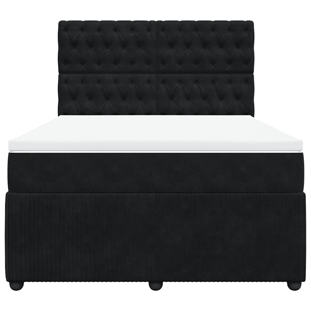 Sommier à lattes de lit avec matelas Noir 140x200 cm Velours - XIOS