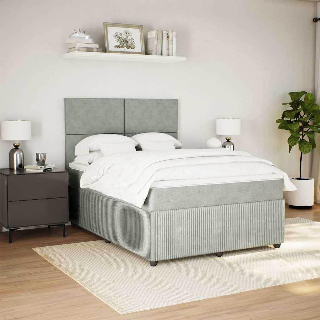 Sommier à lattes de lit et matelas Gris clair 160x200cm Velours - XIOS