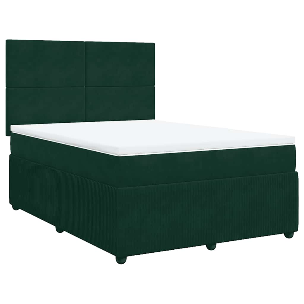 Sommier à lattes de lit et matelas Vert foncé 160x200cm Velours