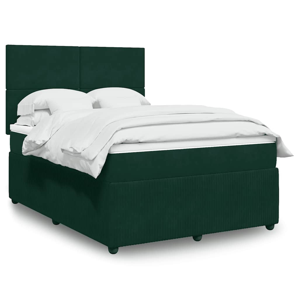 Sommier à lattes de lit et matelas Vert foncé 160x200cm Velours