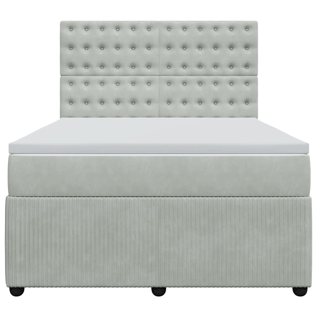 Sommier à lattes de lit et matelas Gris clair 160x200cm Velours - XIOS