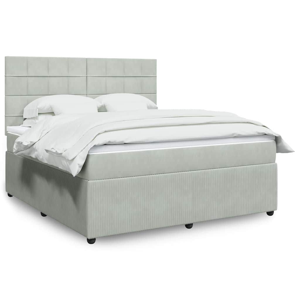 Sommier à lattes de lit et matelas Gris clair 180x200cm Velours - XIOS