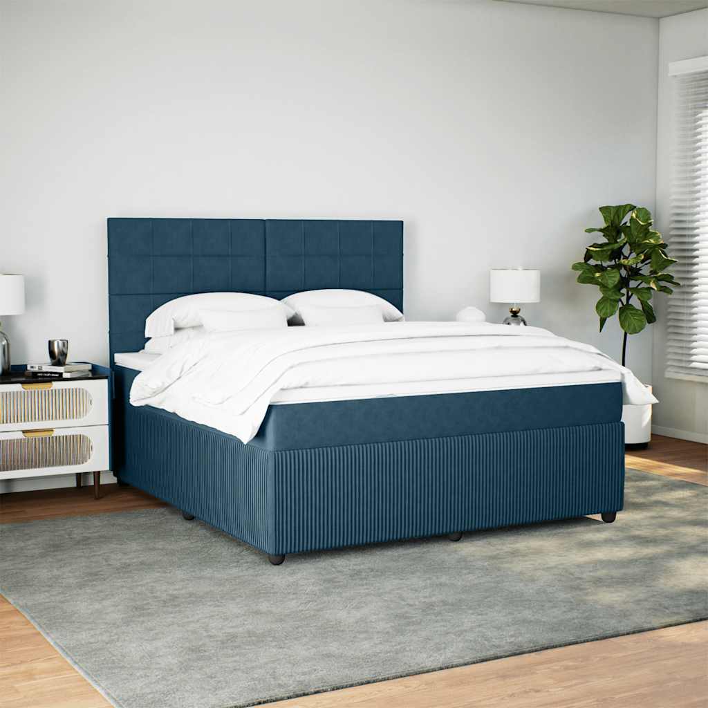 Sommier à lattes de lit et matelas Bleu foncé 180x200cm Velours - XIOS