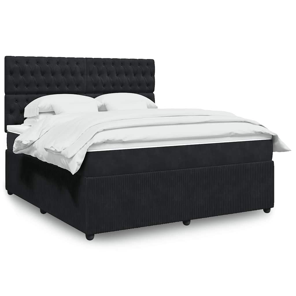 Sommier à lattes de lit avec matelas Noir 180x200 cm Velours - XIOS