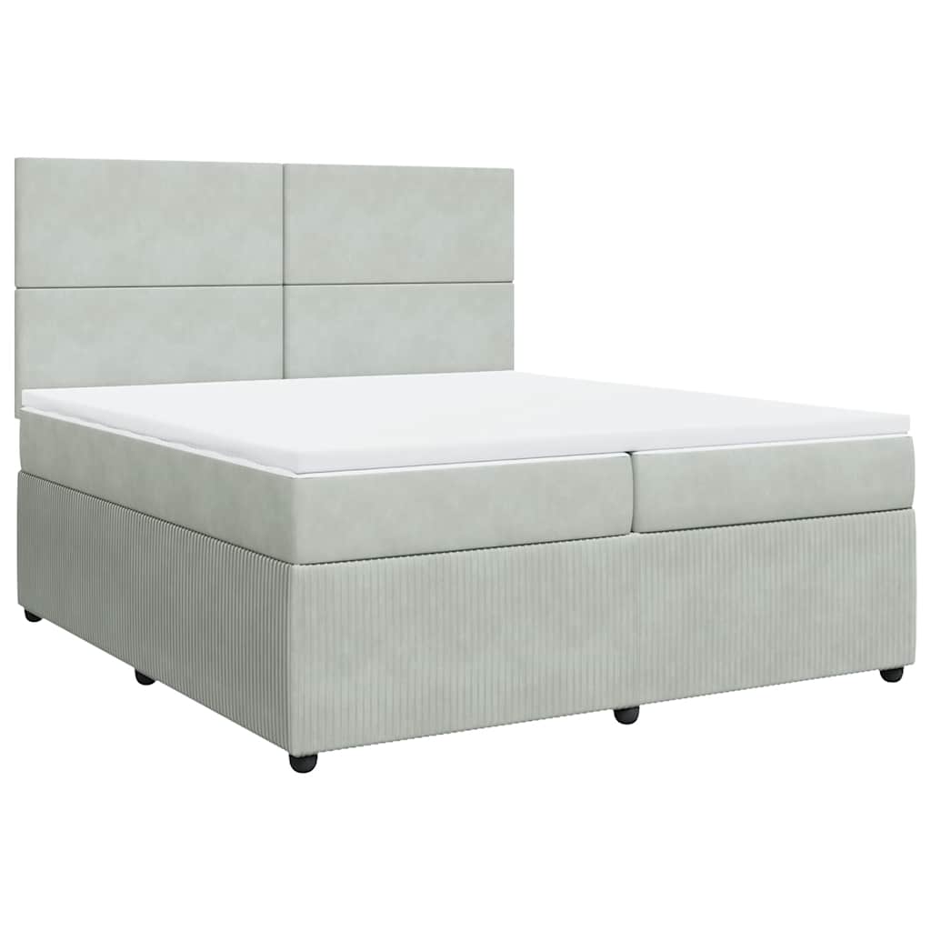 Sommier à lattes de lit et matelas Gris clair 200x200cm Velours - XIOS