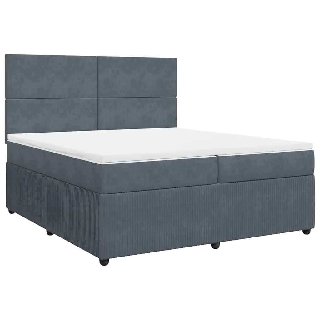 Sommier à lattes de lit et matelas Gris foncé 200x200cm Velours - XIOS