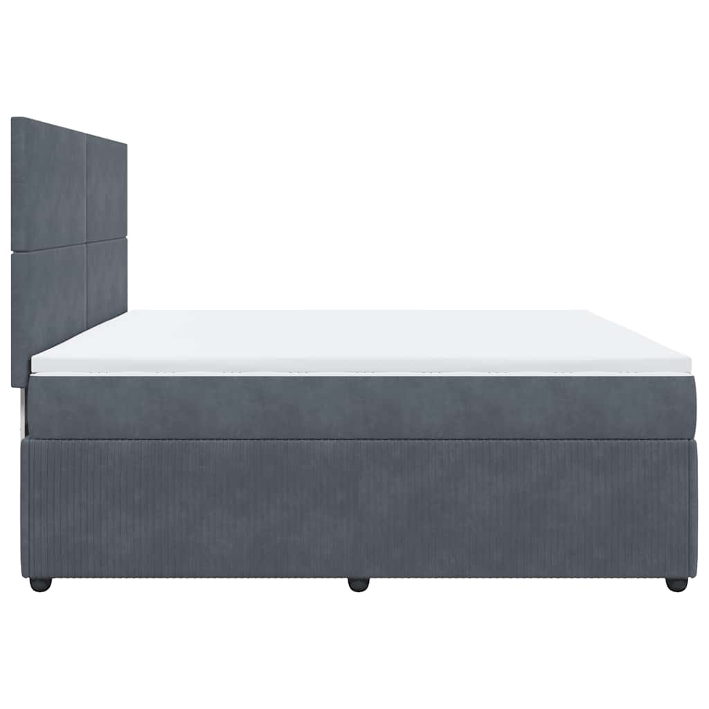 Sommier à lattes de lit et matelas Gris foncé 200x200cm Velours - XIOS