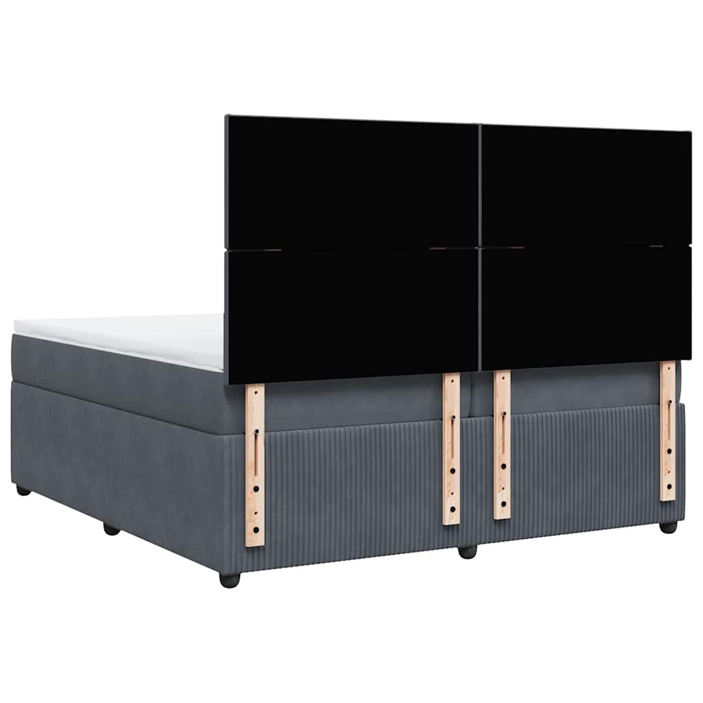 Sommier à lattes de lit et matelas Gris foncé 200x200cm Velours - XIOS