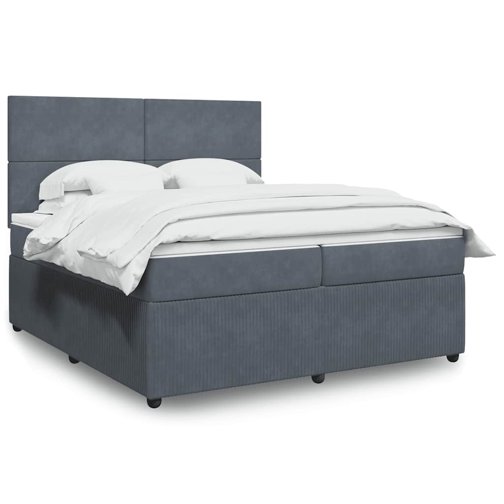Sommier à lattes de lit et matelas Gris foncé 200x200cm Velours - XIOS