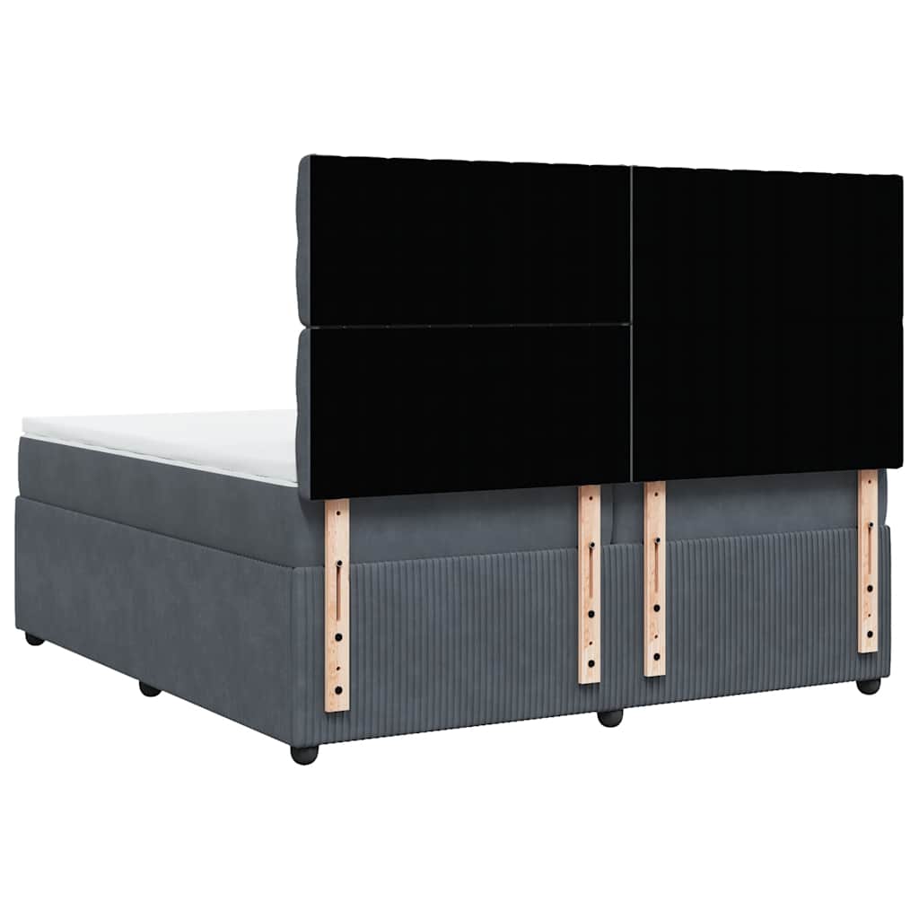 Sommier à lattes de lit et matelas Gris foncé 200x200cm Velours - XIOS