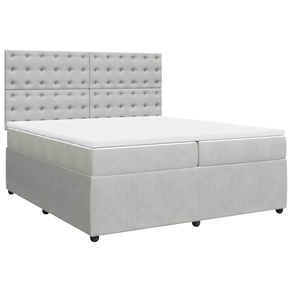 Sommier à lattes de lit et matelas Gris clair 200x200cm Velours - XIOS
