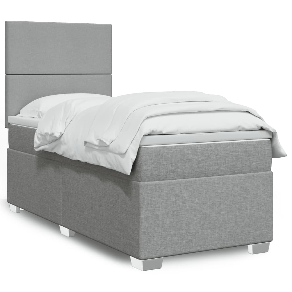 Sommier à lattes de lit avec matelas gris clair 80x200 cm tissu - XIOS