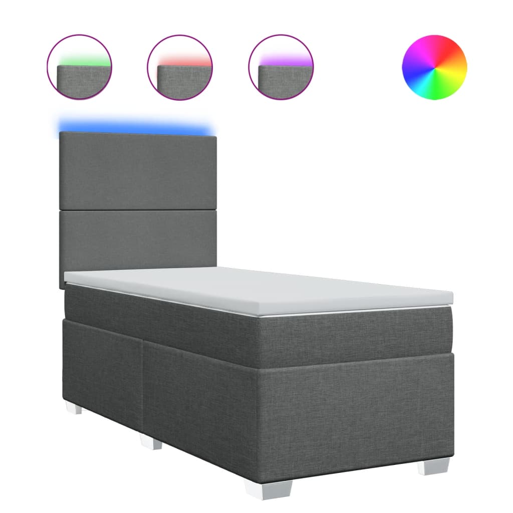 Sommier à lattes de lit avec matelas Gris foncé 80x200 cm Tissu - XIOS