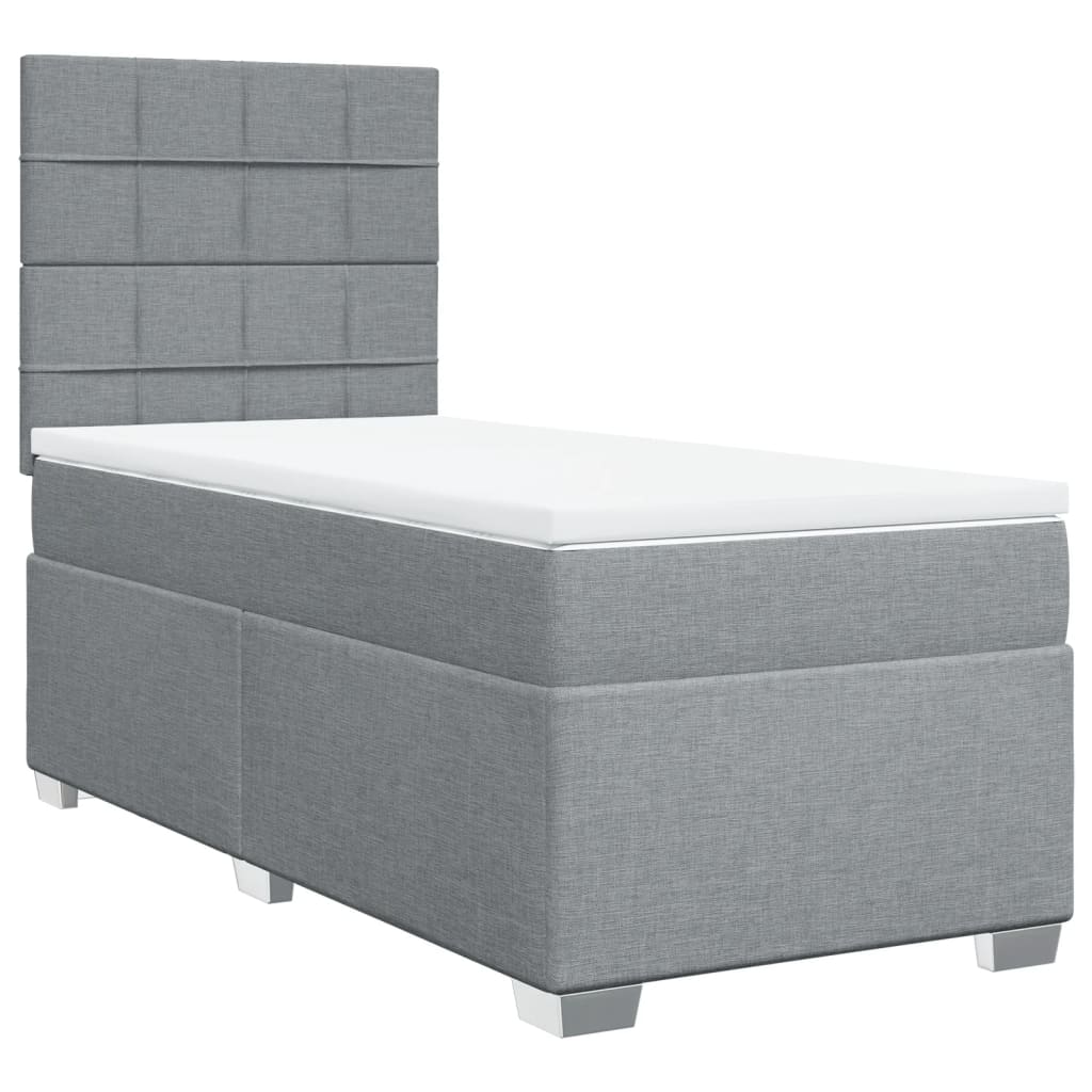 Sommier à lattes de lit avec matelas gris clair 80x200 cm tissu - XIOS